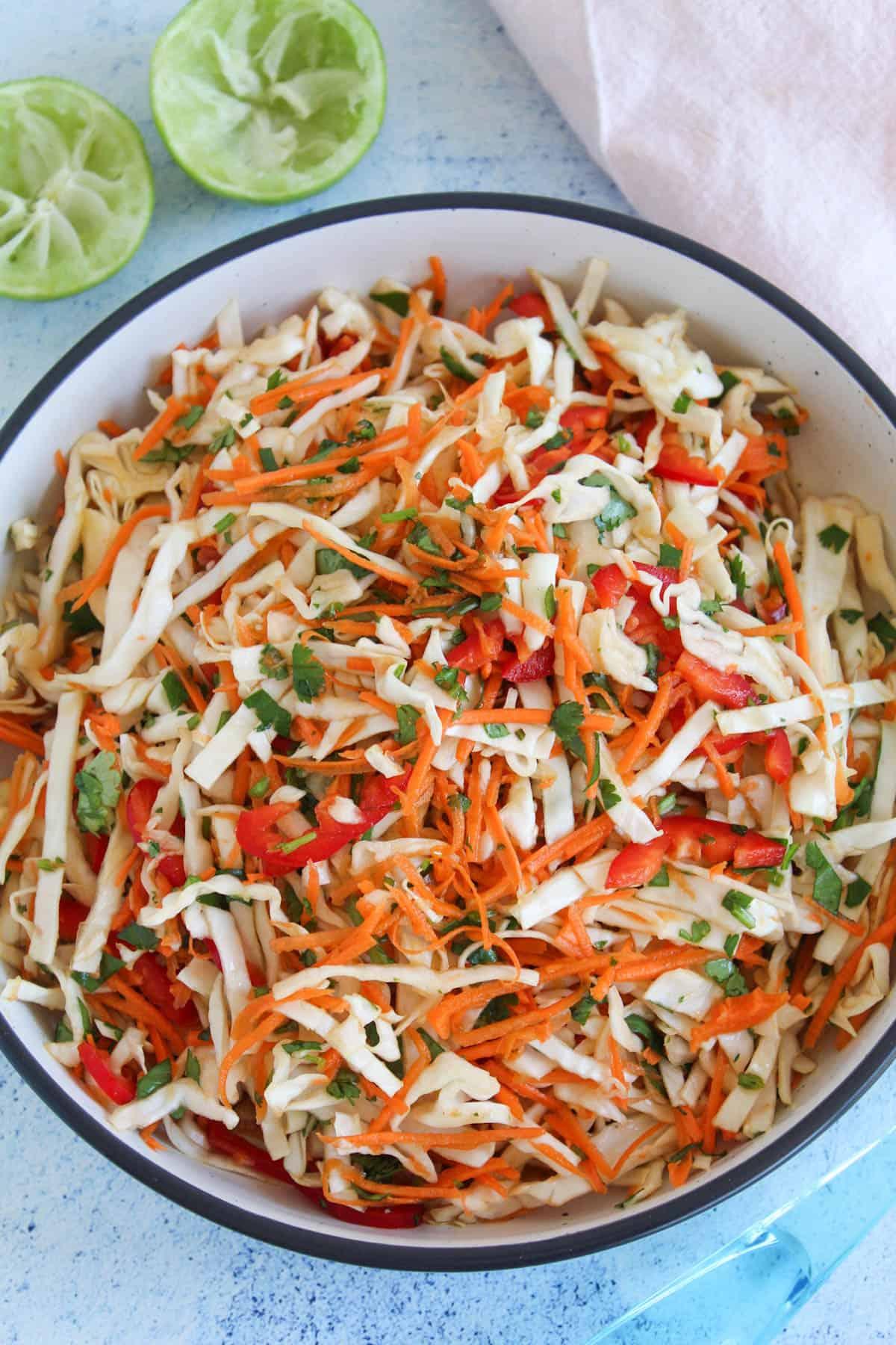 making lime dressing for cabbage slaw