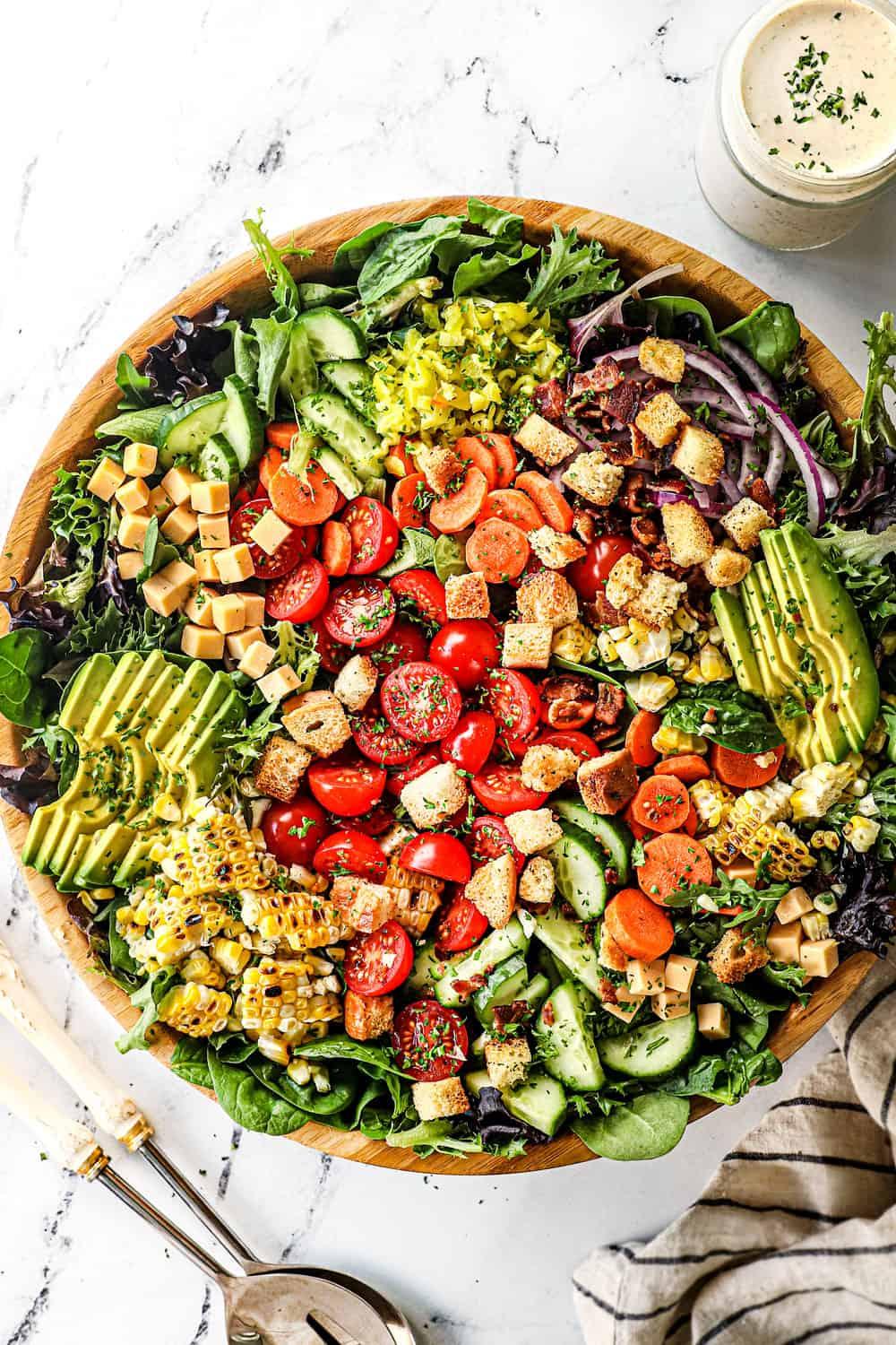 Close-up of the salad highlighting the different ingredients and textures