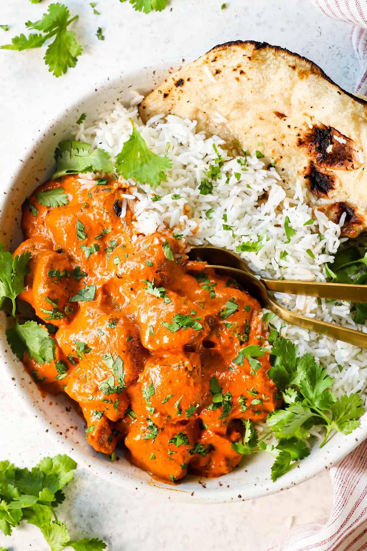A close-up of the finished Tikka Masala Stew, showcasing the vibrant colors and textures