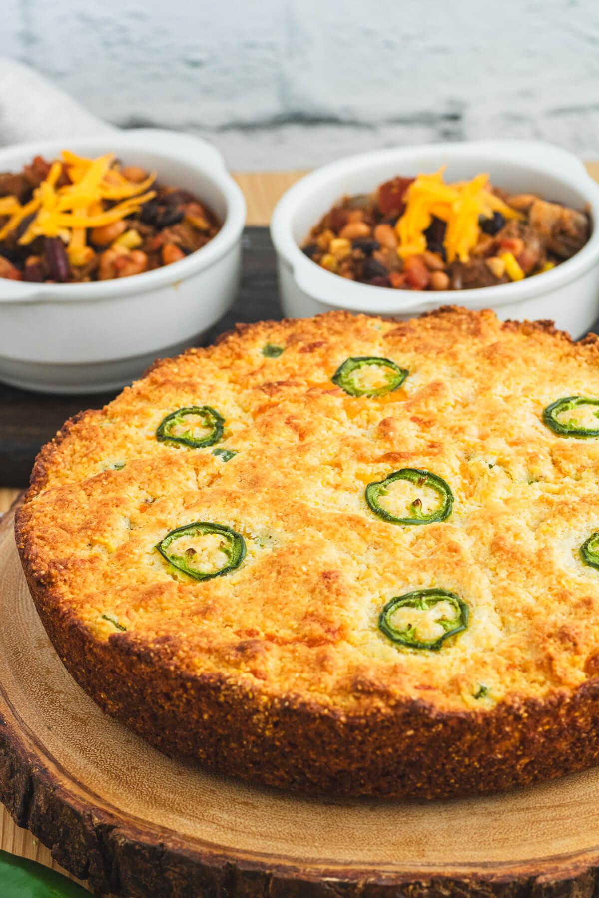 freshly baked jalapeño cornbread quiche