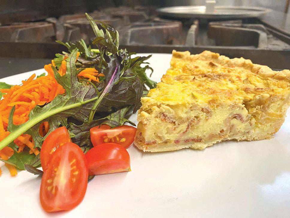 Turnip and bacon quiche with cheddar cheese fresh out of the oven