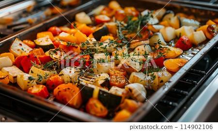 Close-up shot of roasted vegetables