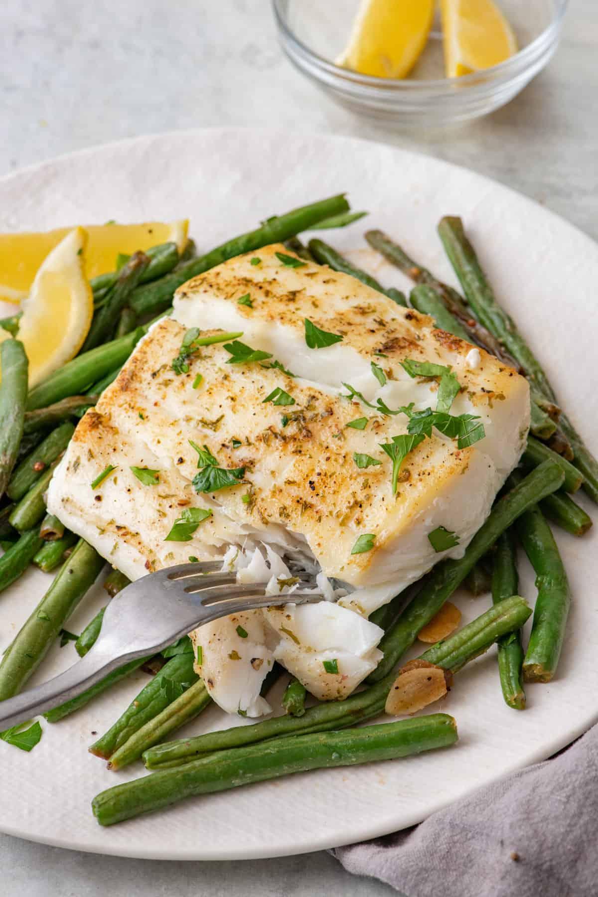 Image of pan-seared halibut with crispy skin