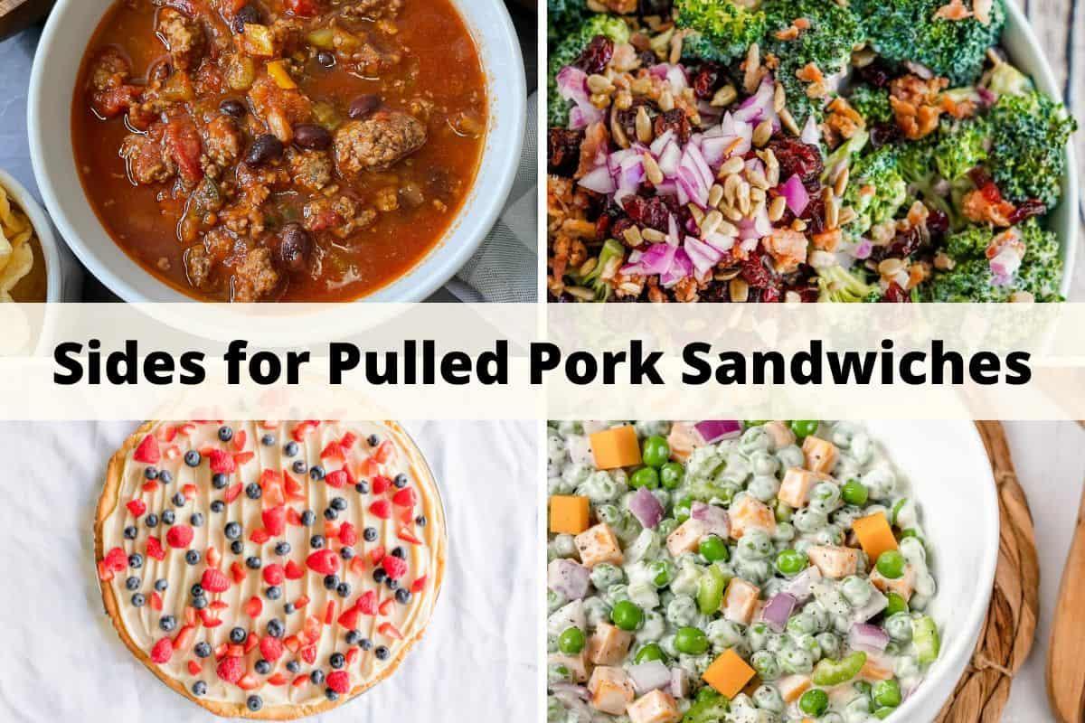 A table laden with pulled pork sandwiches and sides