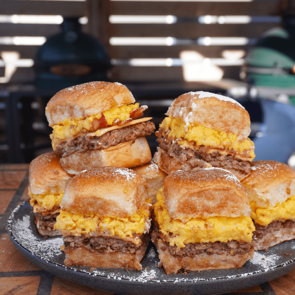 A group of friends enjoying French toast sliders