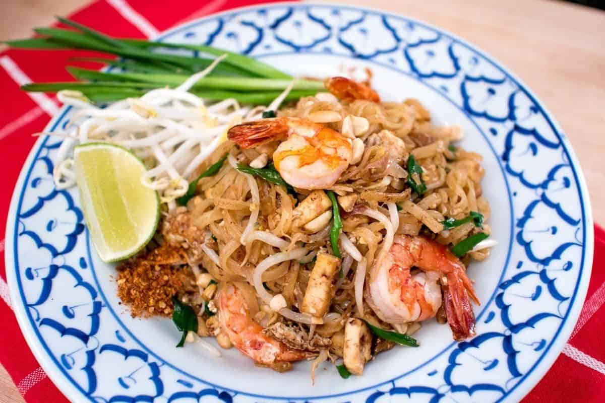 A vibrant and delicious looking Pad Thai dish, ready to be served