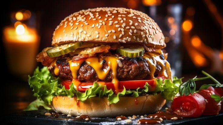 Close-up shot of the Dashi Dream Burger being assembled