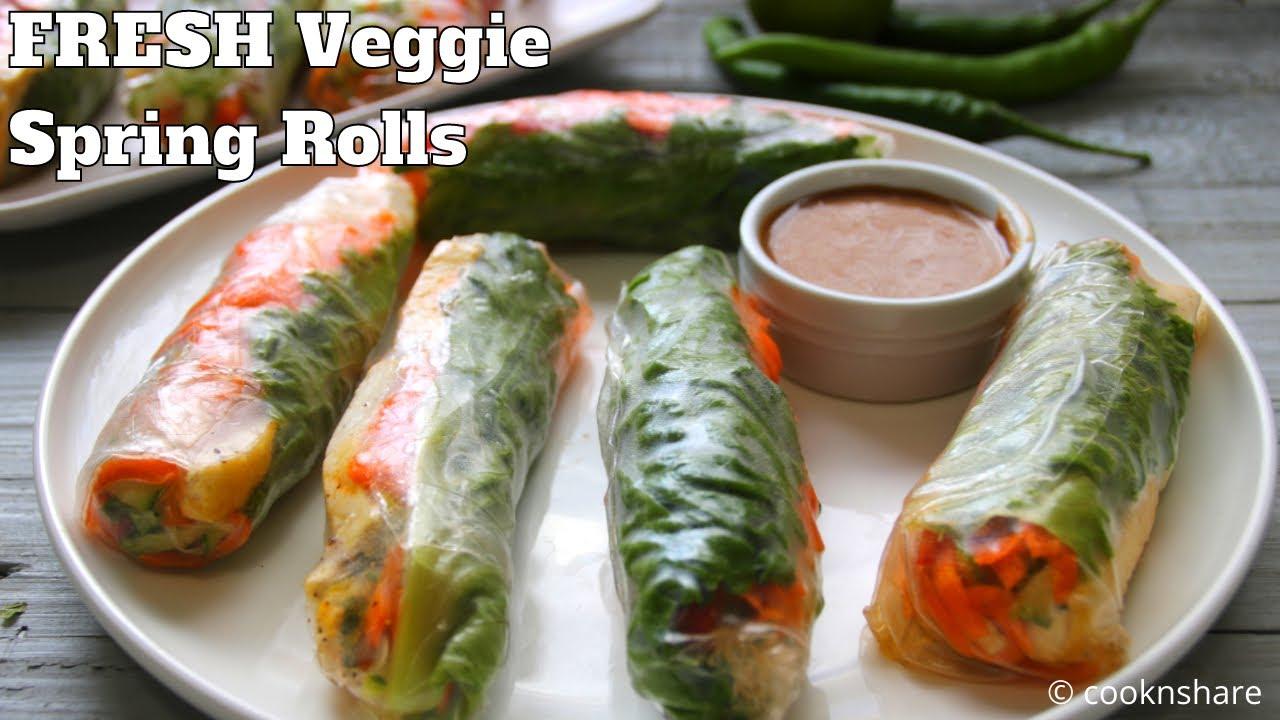 vibrant spring rolls with fresh vegetables and dipping sauce