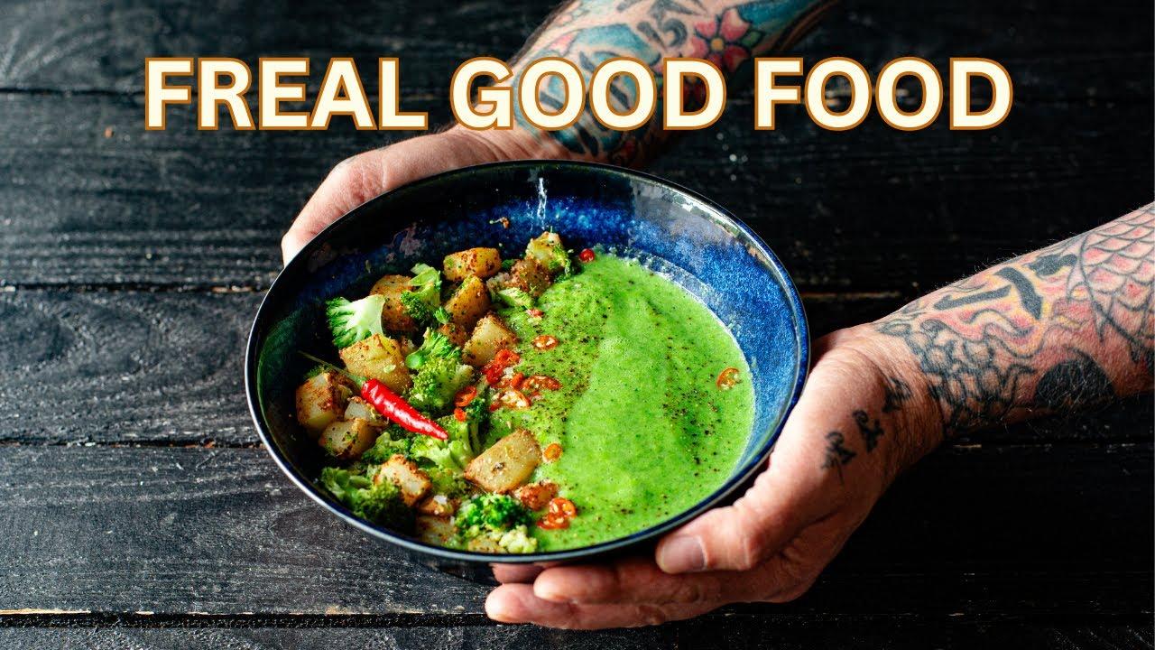 A person ladling a bowl of vibrant vegetable broth
