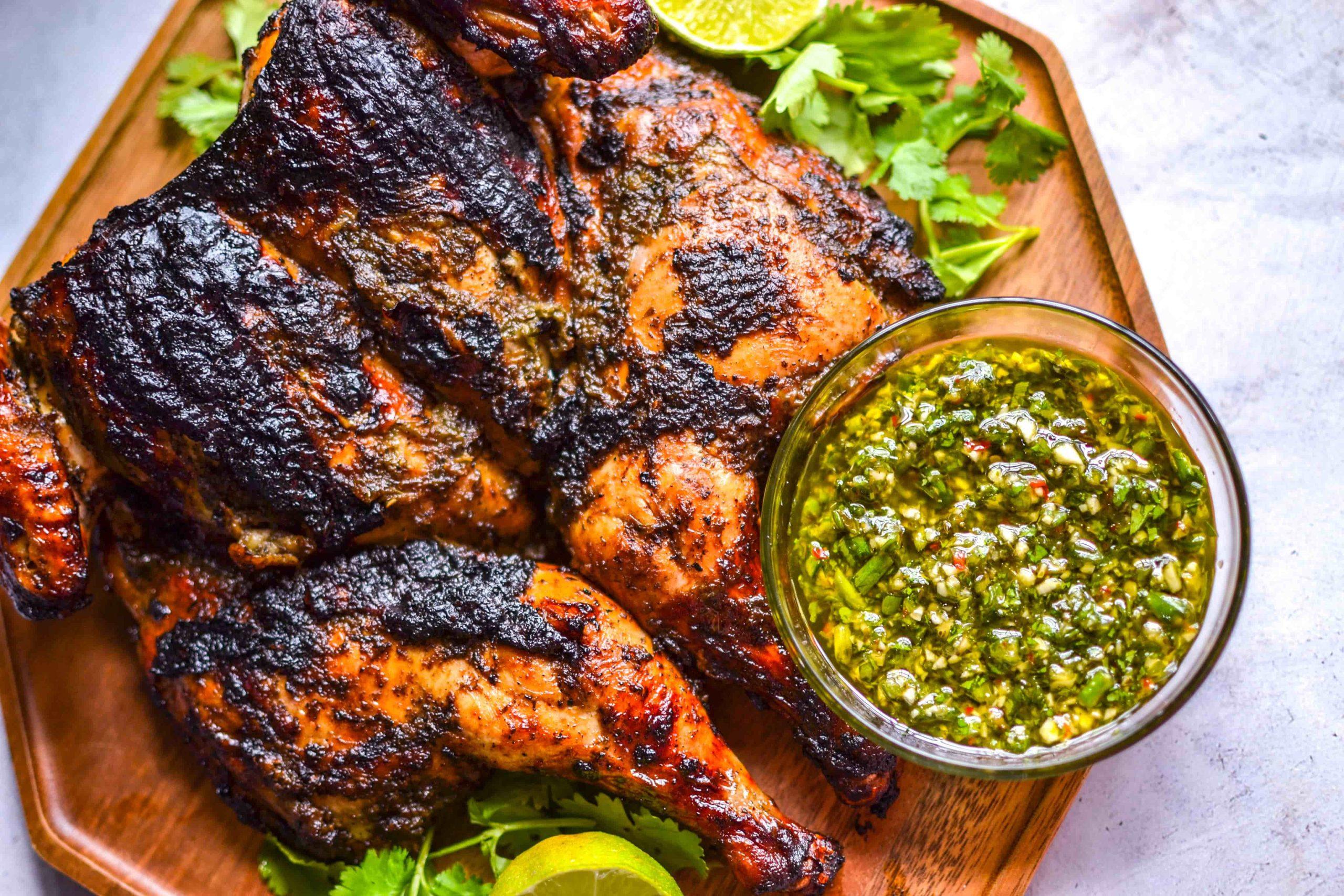 Close up of jerk chicken with lime glaze