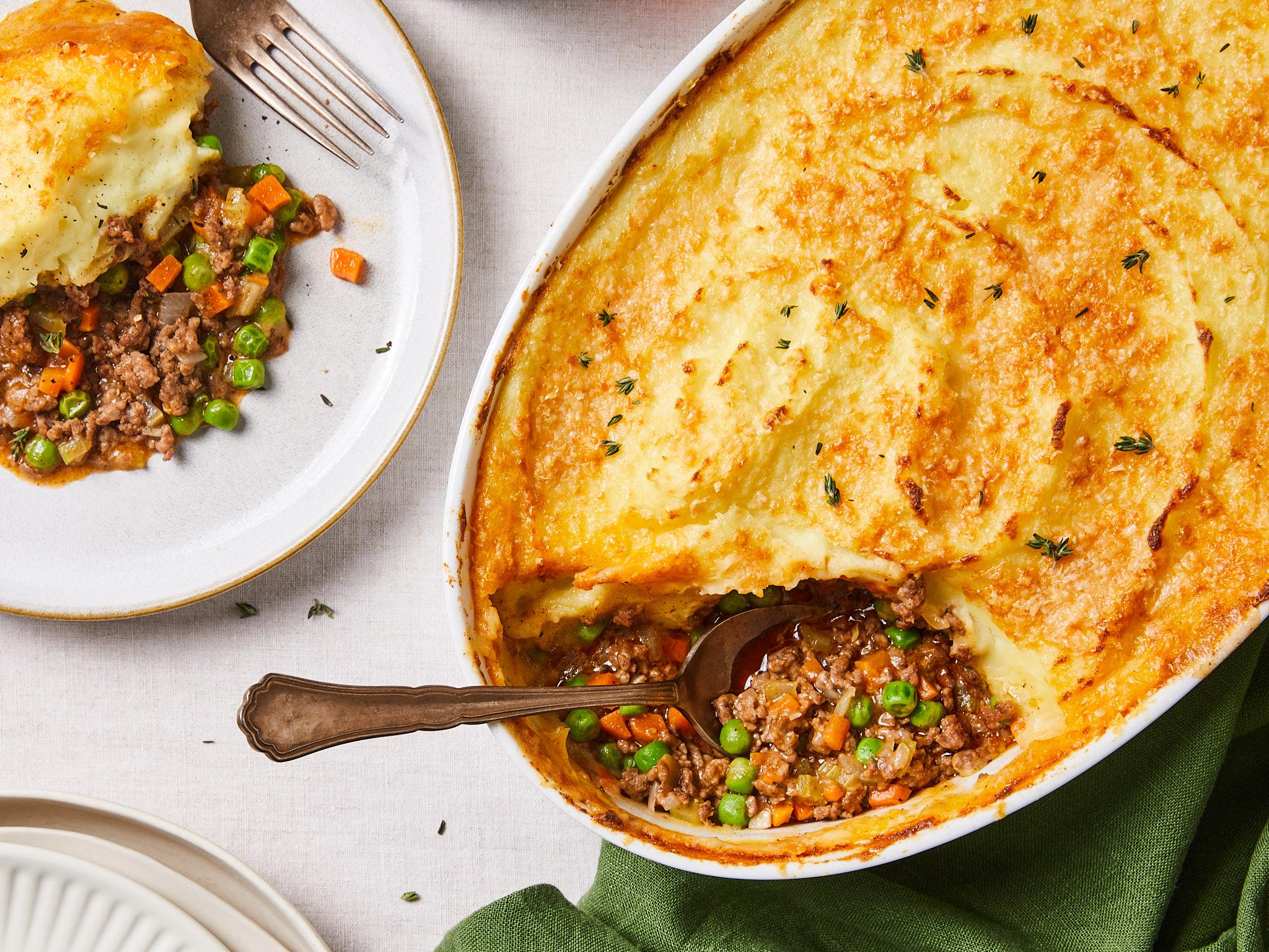 A family enjoying a comforting homemade shepherd's pie together.
