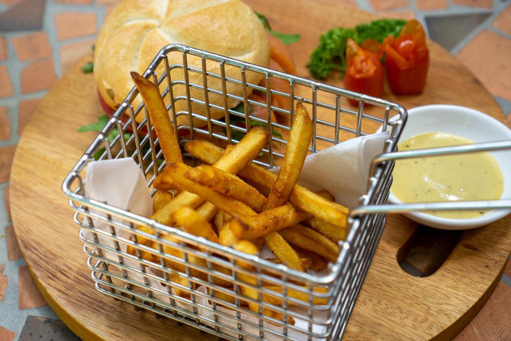 Close up of a basket of homemade french fries