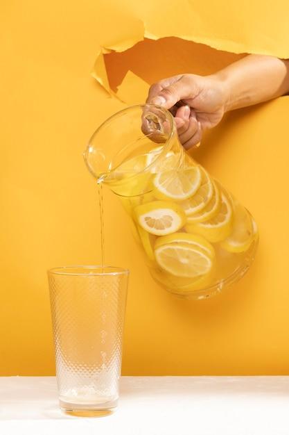 close-up shot of Celebration Sparkler Lemonade being poured into a glass