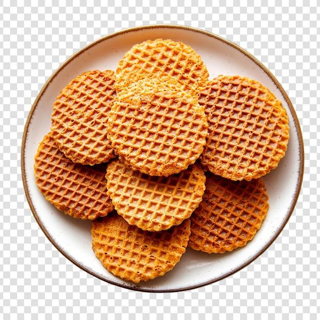 golden brown waffles stacked on a plate