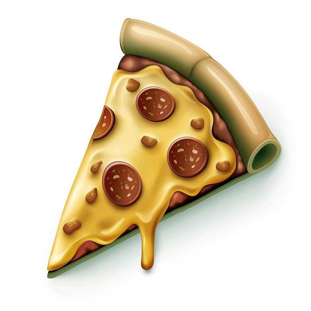 close up of a slice of emoji pizza with melted cheese