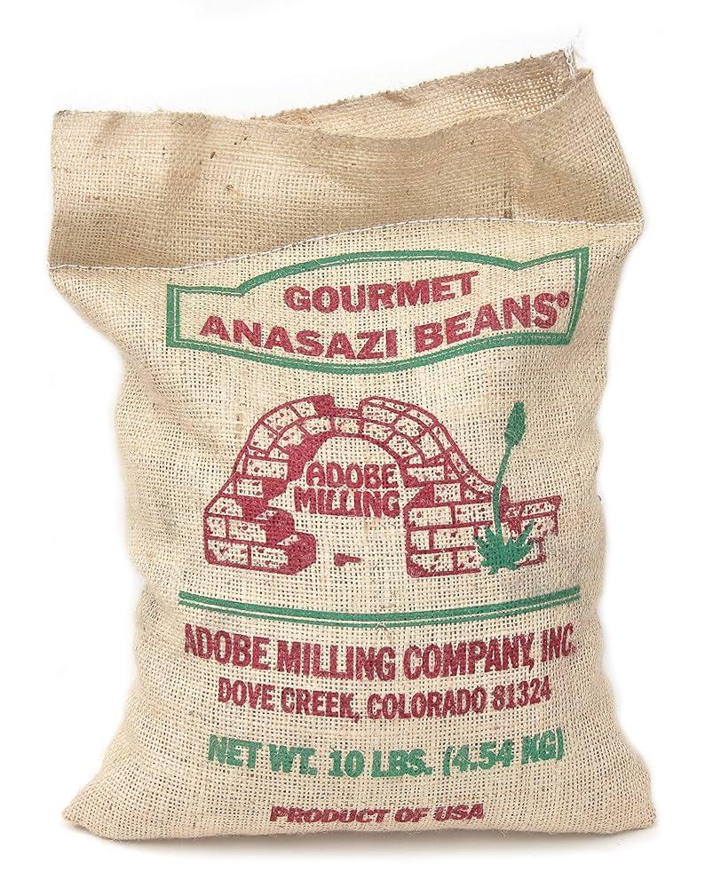 Anasazi beans in a burlap sack