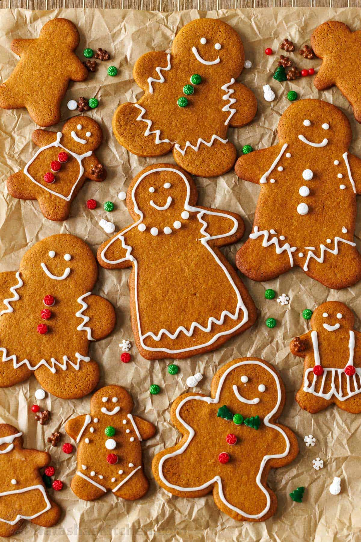 Close-up shot of gingerbread cookies, highlighting their texture and color