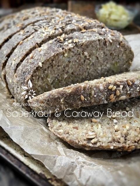 rustic flatbread with sauerkraut and caraway seeds