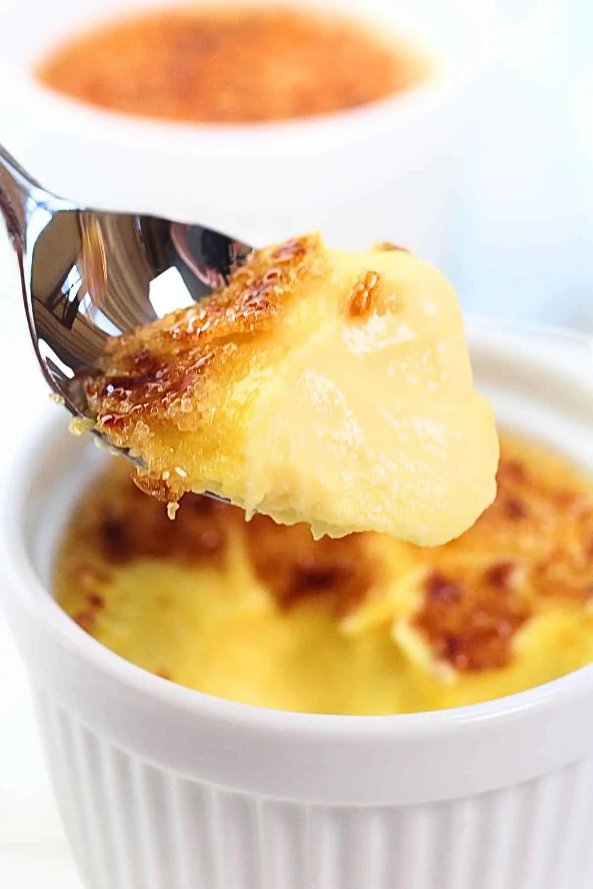 Close up of the creme brulee texture
