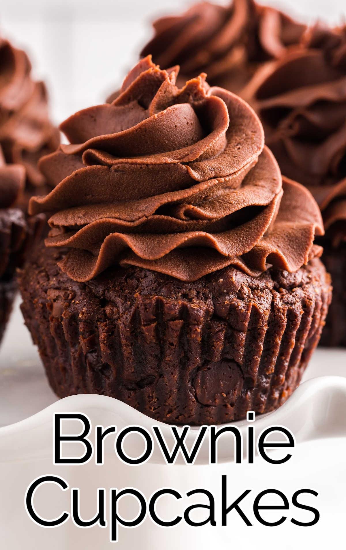 Close up shot of decadent brownie pudding cups in a muffin tin