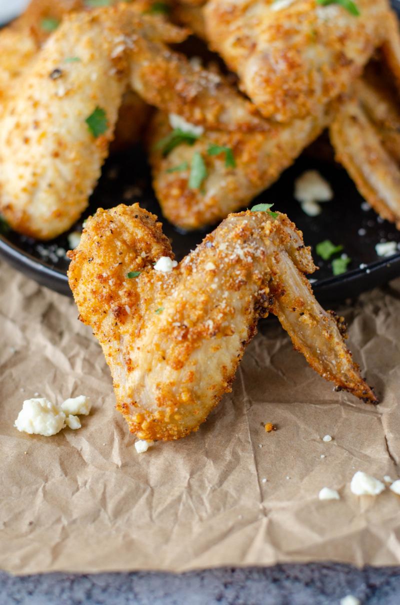Close up of the garlic parmesan wing coating