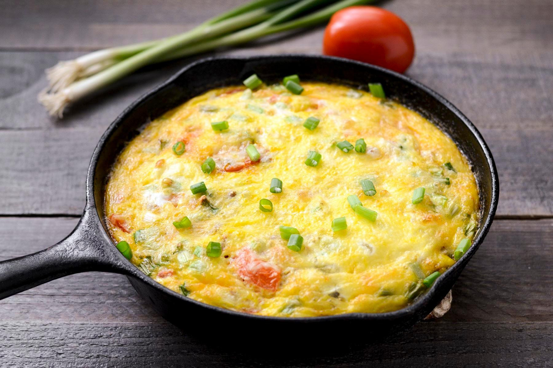 A delicious Mexican-style frittata in a cast-iron skillet