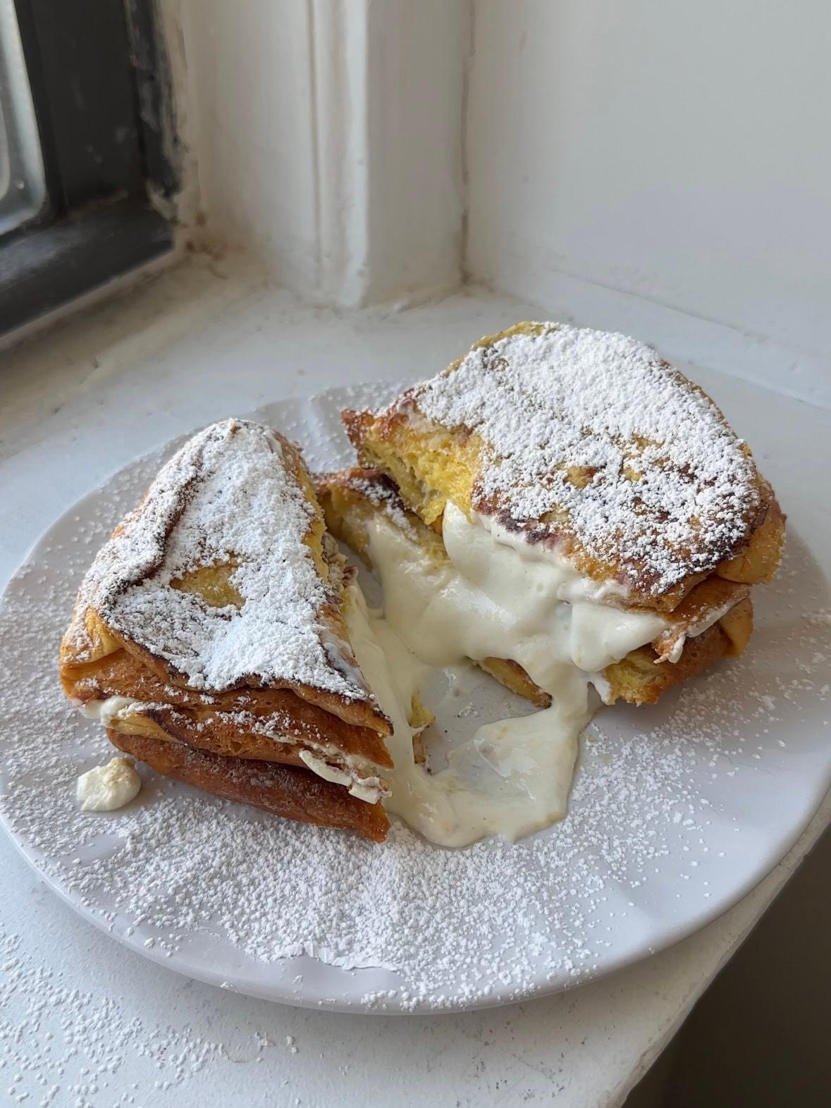 close-up of a stack of lemon ricotta french toast