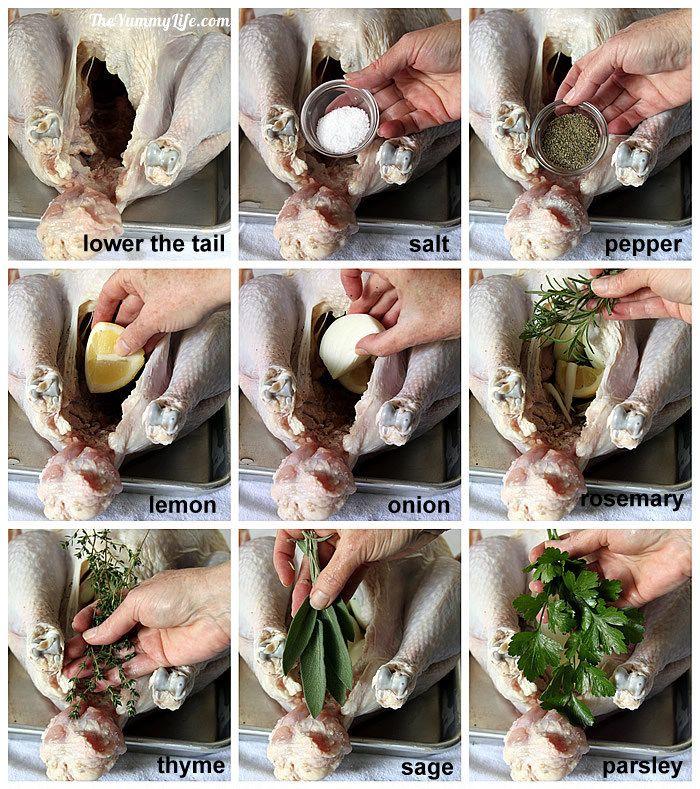 Step-by-step photos of roasting a turkey