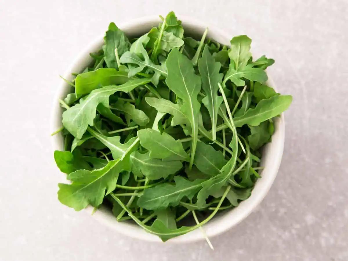 fresh arugula in a bowl