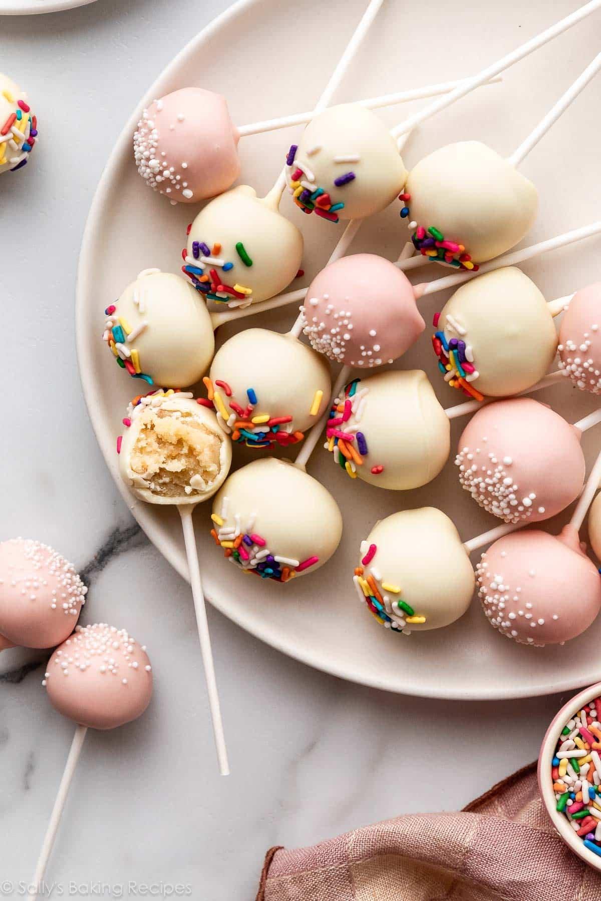 delicious homemade cake pops on a baking sheet