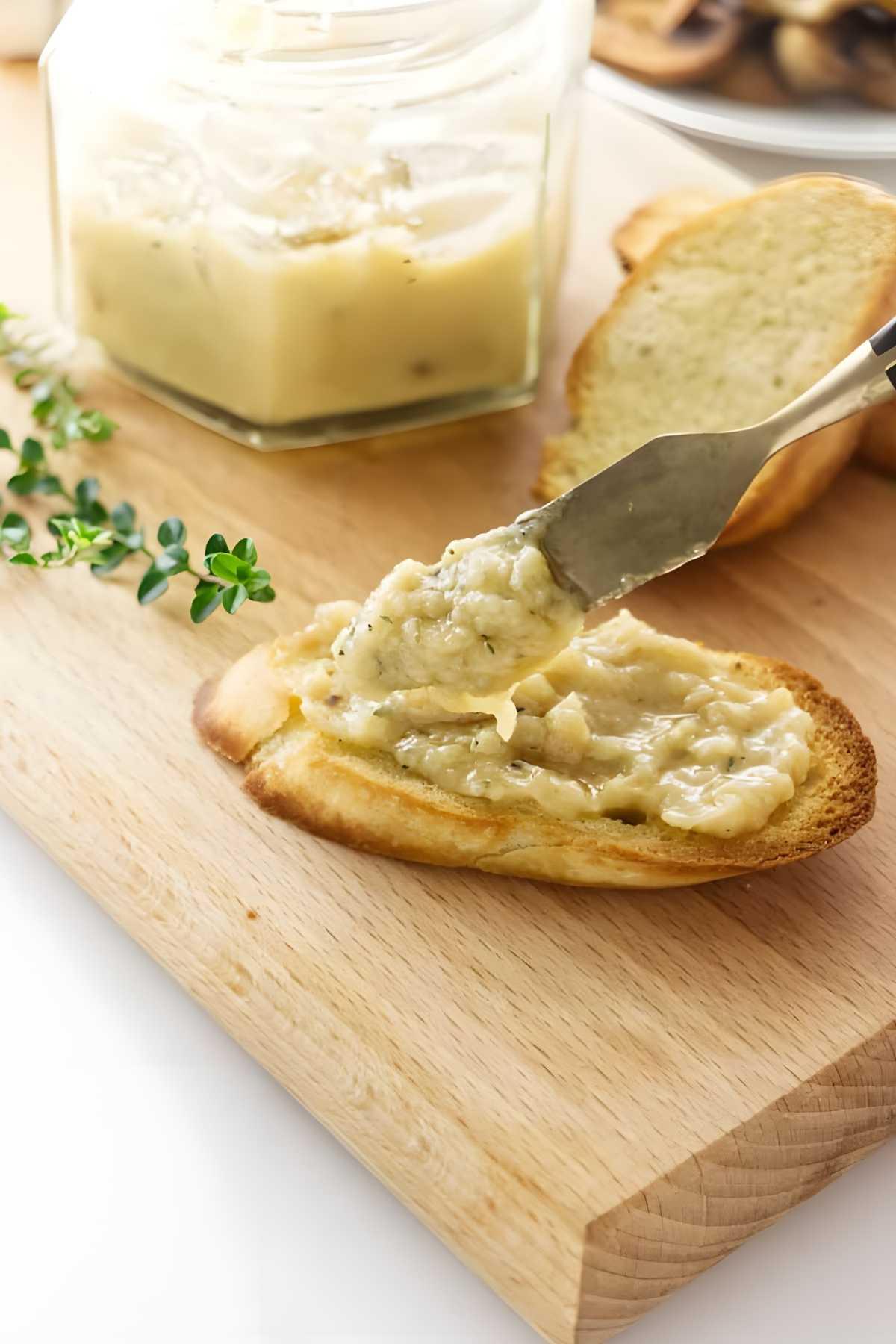 steamed garlic with olive oil served as bread spread
