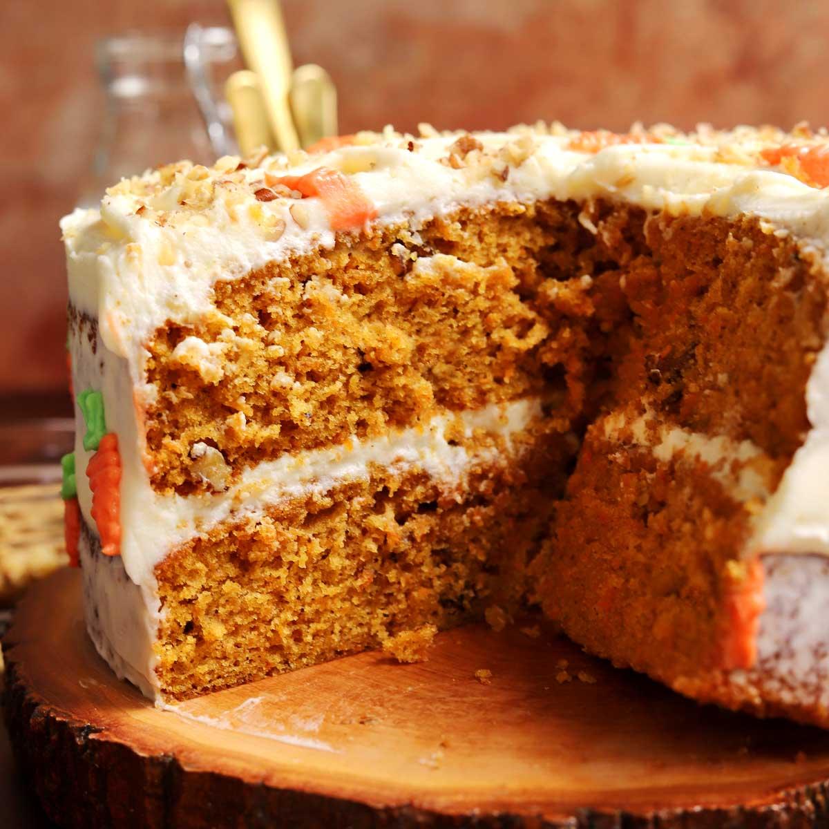 delicious moist carrot cake with cream cheese frosting