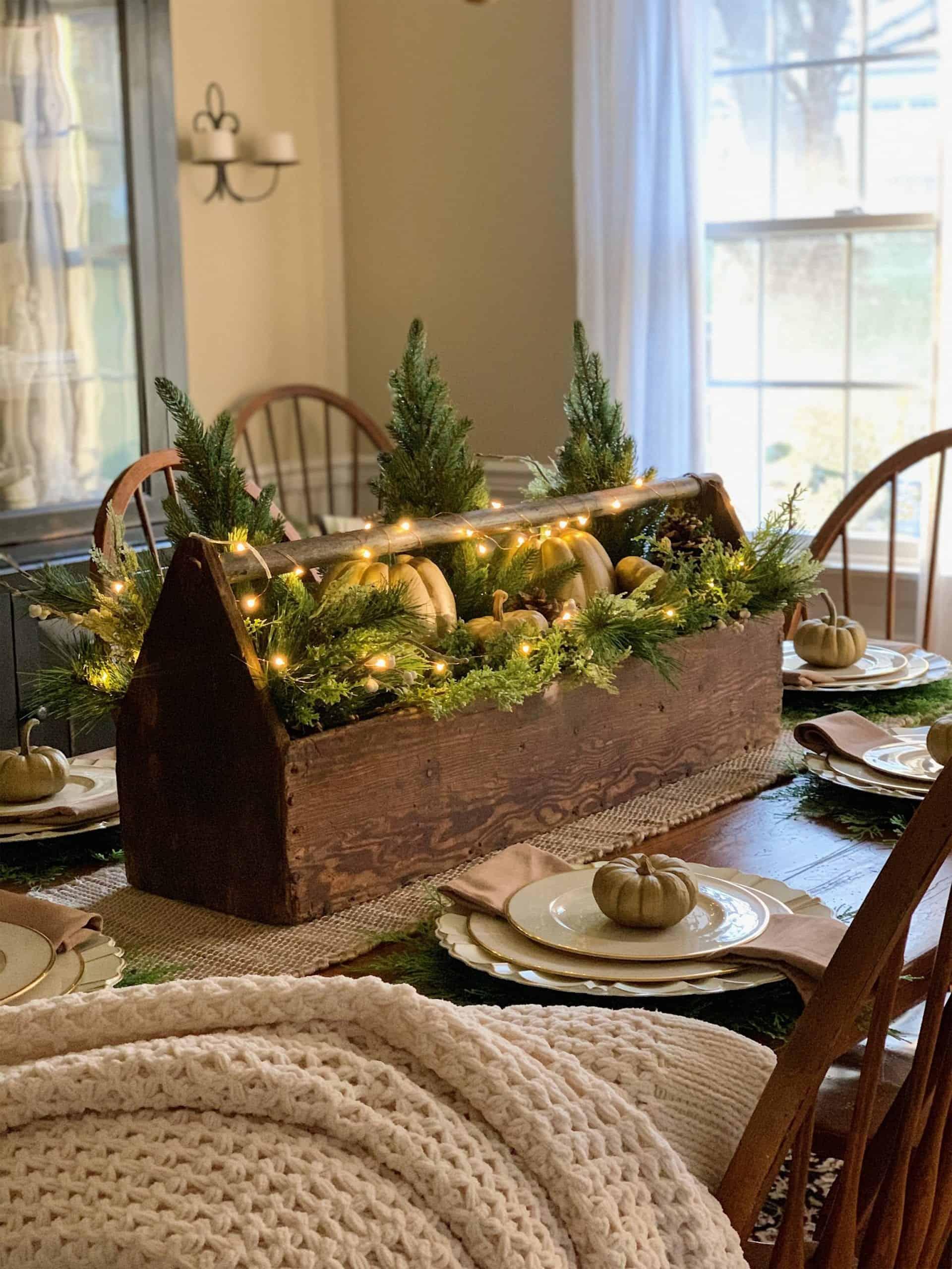 A rustic-looking table setting with the gratin as the centerpiece.