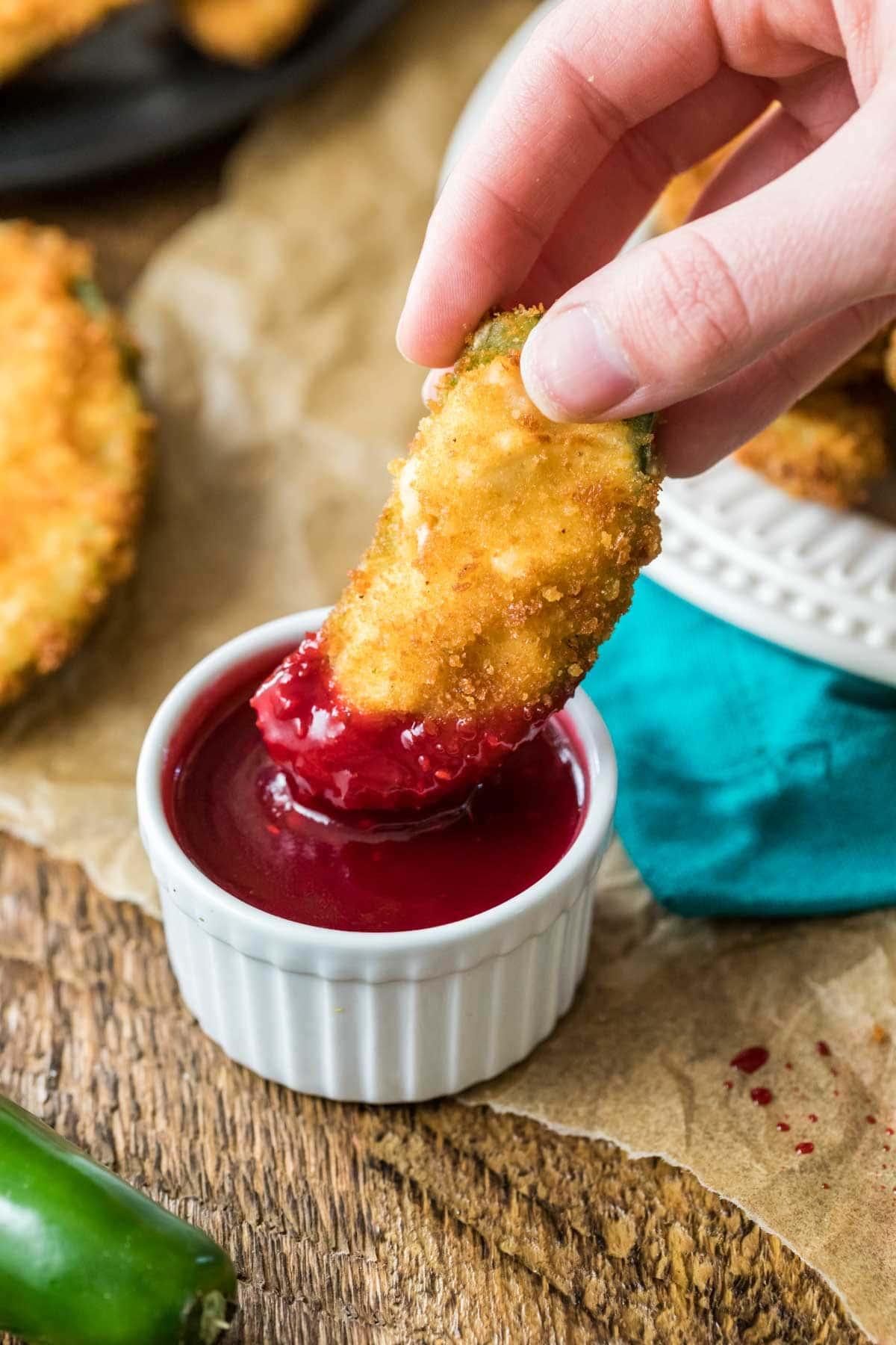 jalapeno popper french toast with a side of dipping sauce
