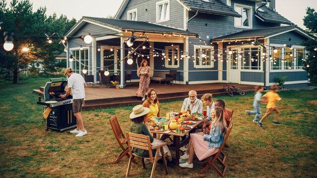 A family gathered around a table, enjoying a smoked brisket