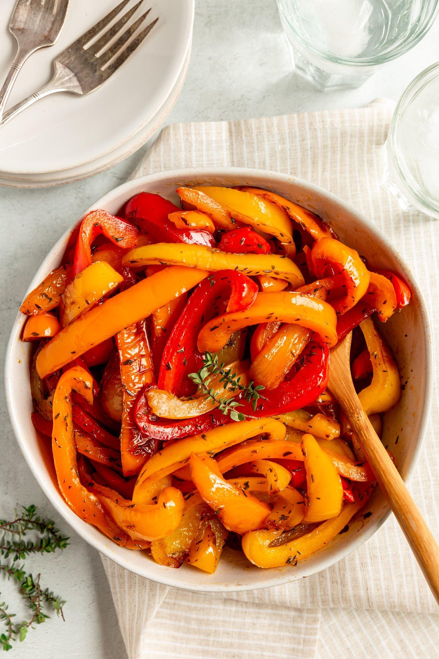 sauteed bell peppers with smoked paprika served on a plate