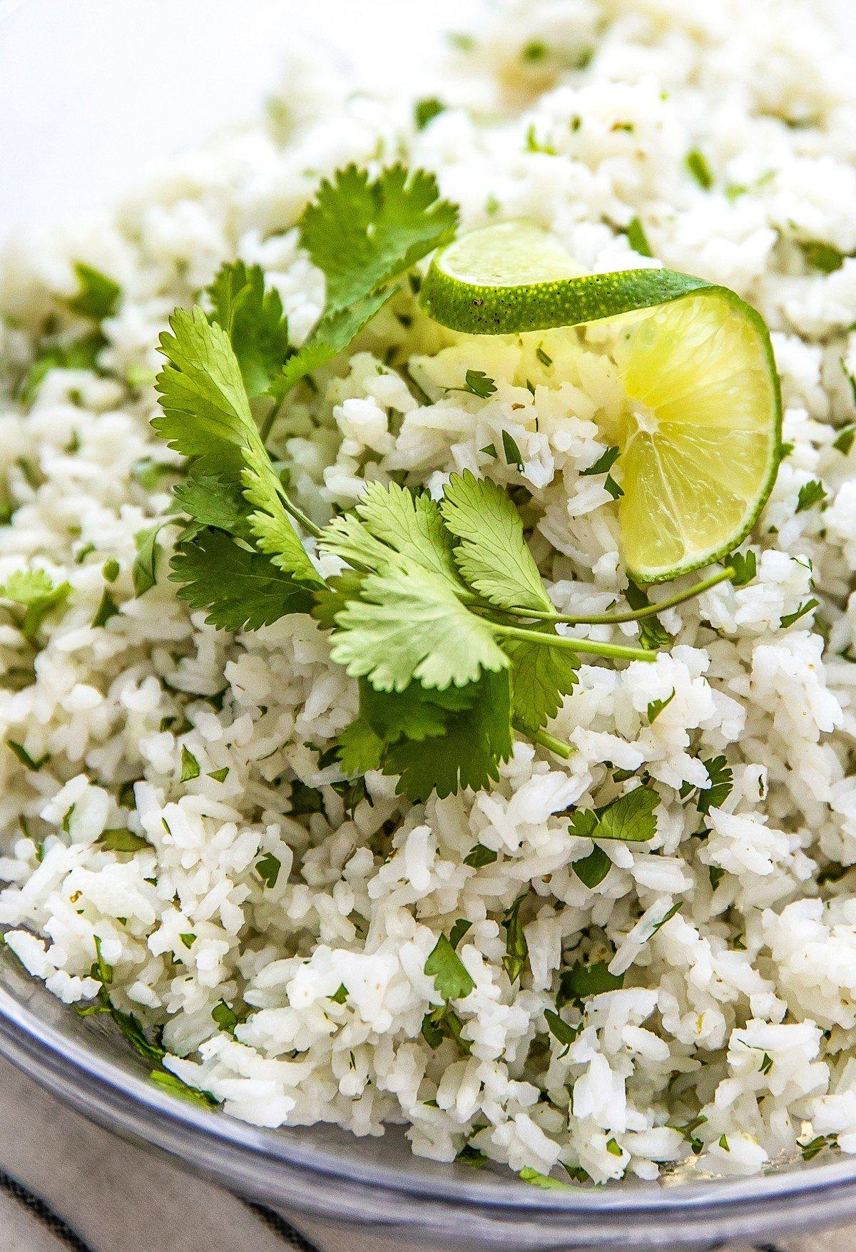 Close up of lime zest on rice