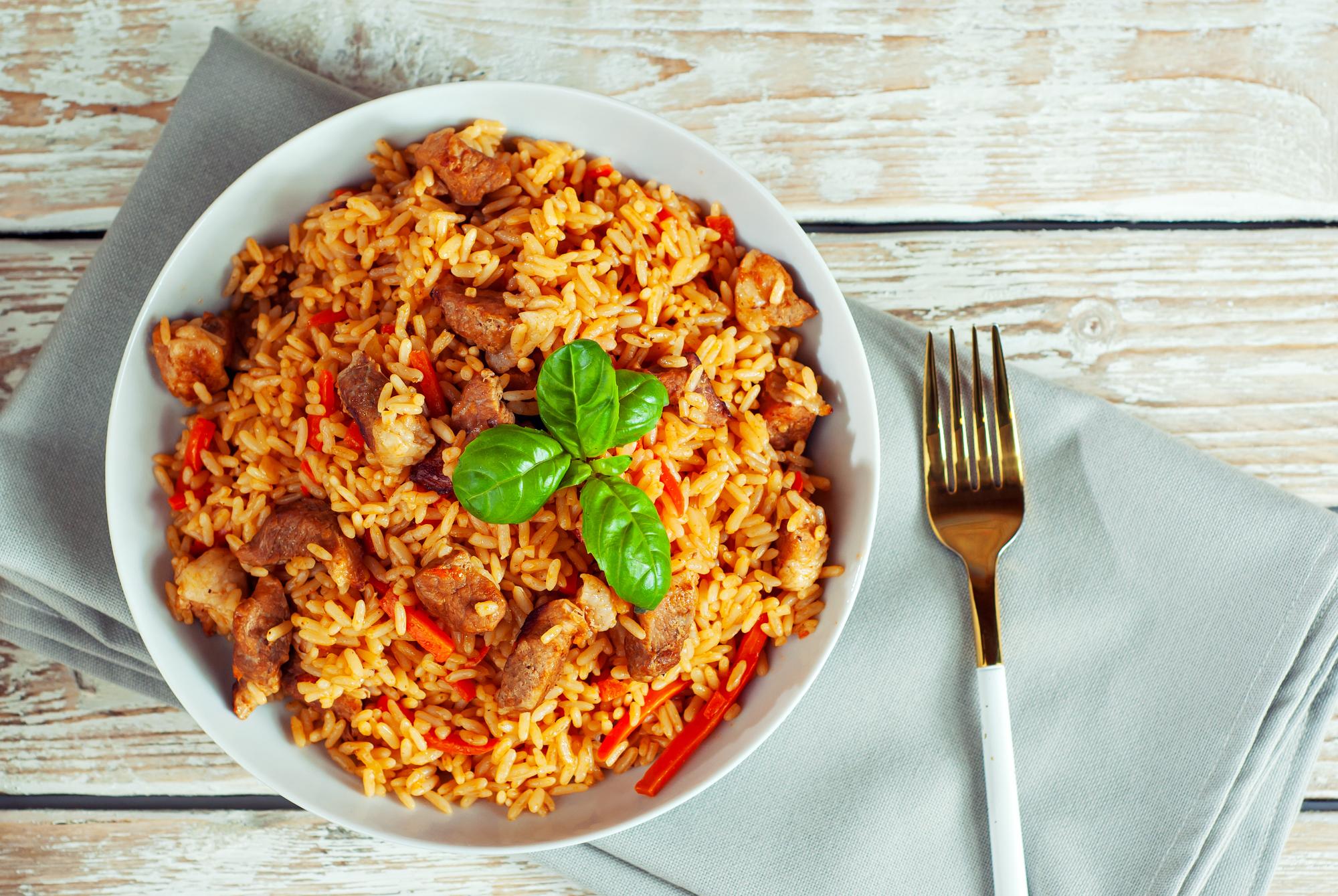 Overhead shot of Instant Pot Mexican Rice in Instant Pot