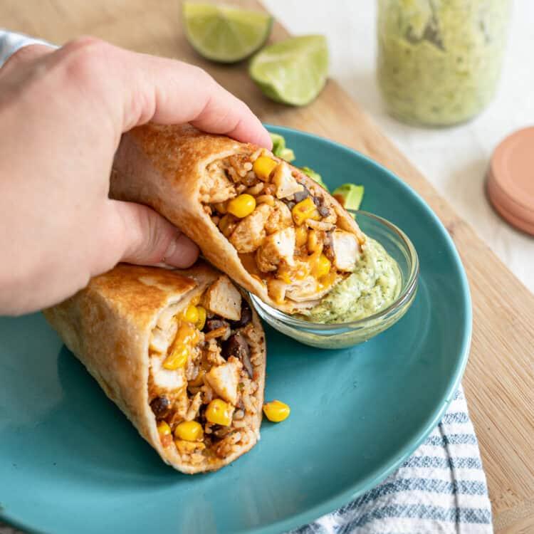 A family enjoying Chicken Ranch Burritos together around a table