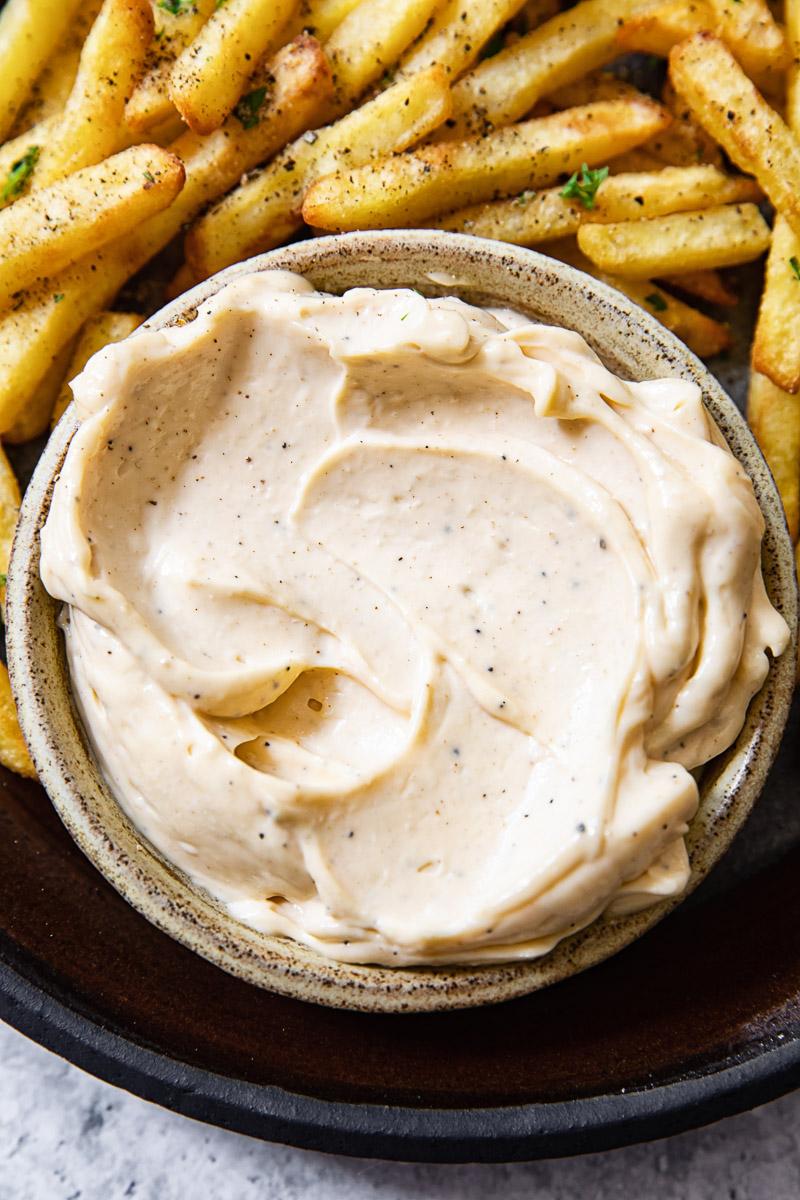 Close-up of the truffle aioli