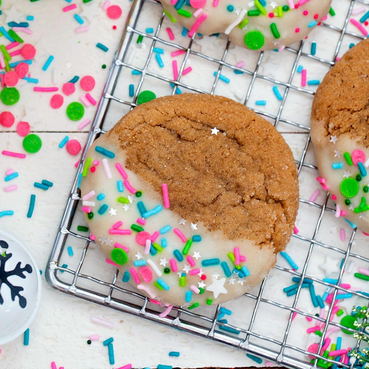 delicious eggnog gingerbread cookies on a baking sheet