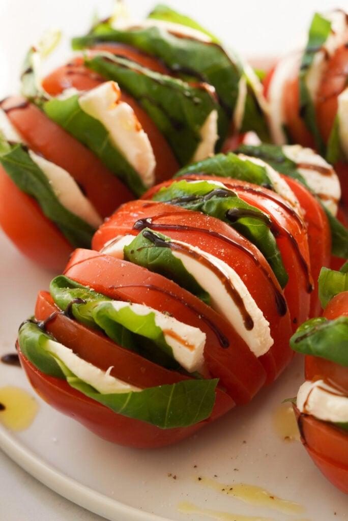 Serving suggestion: A slice of the tomato basil casserole alongside a side salad