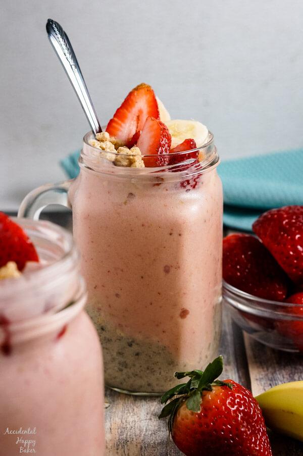 A person enjoying a Berry Parfait Smoothie
