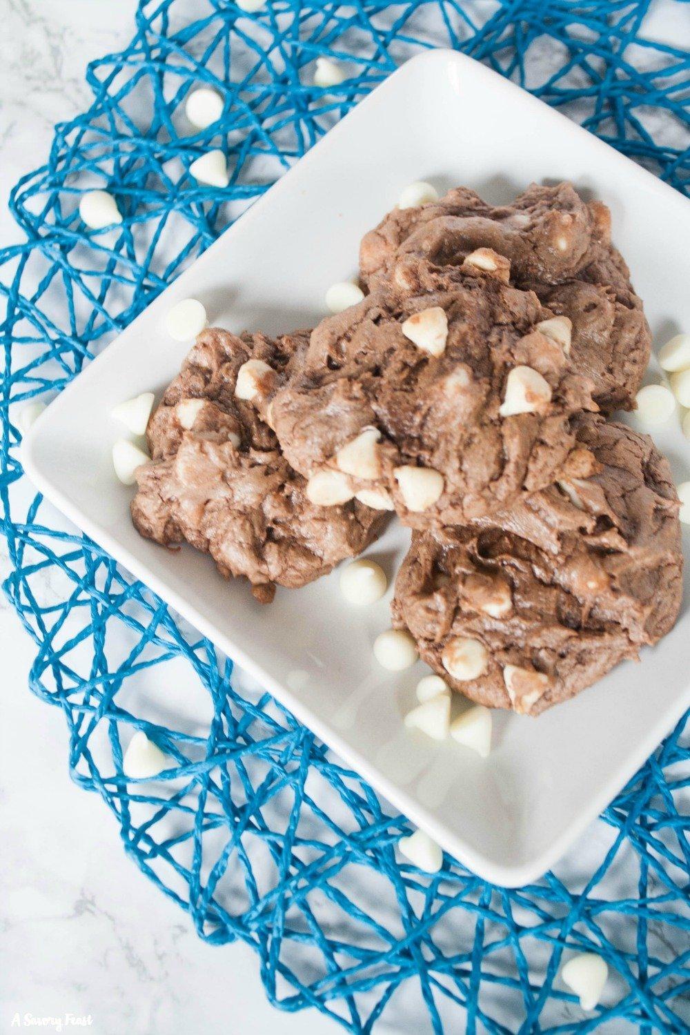 Cream Cheese Brownies Cookies on a baking sheet