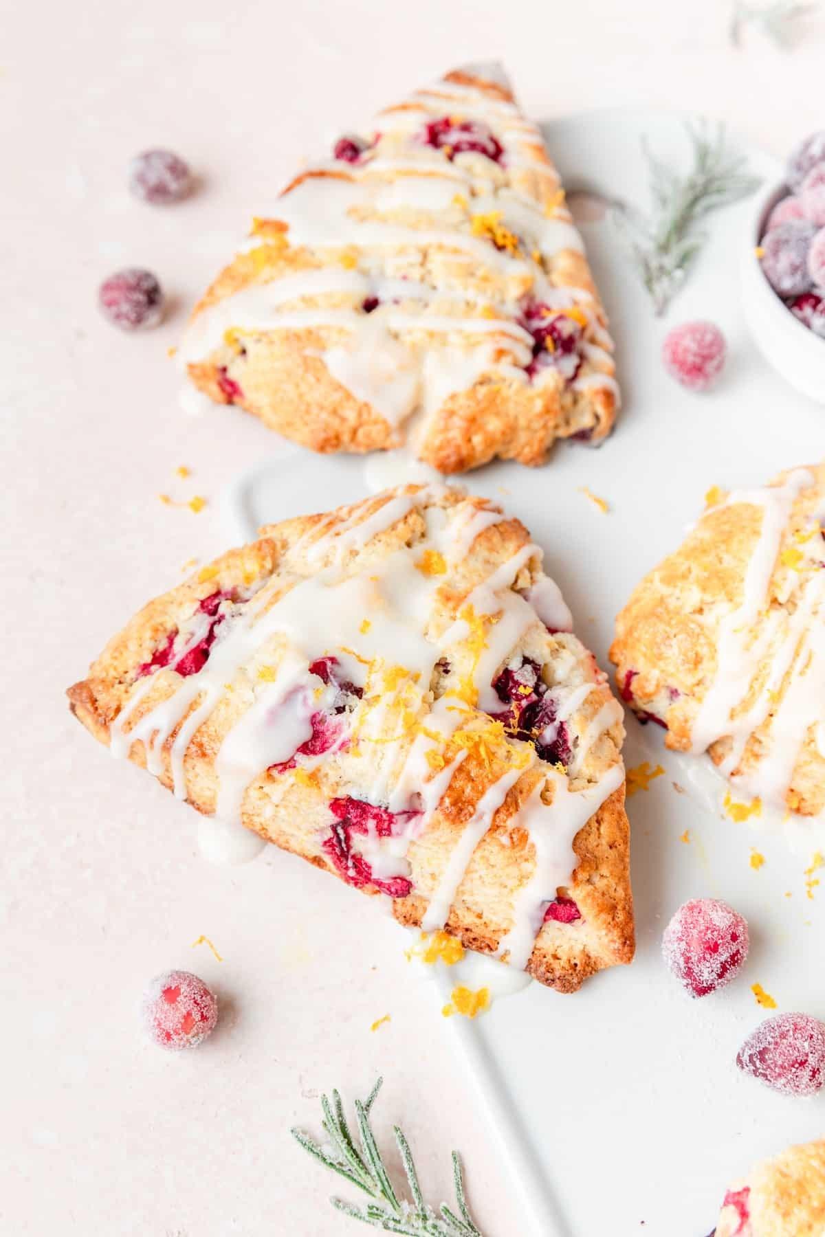 close-up of barley and cranberry scones