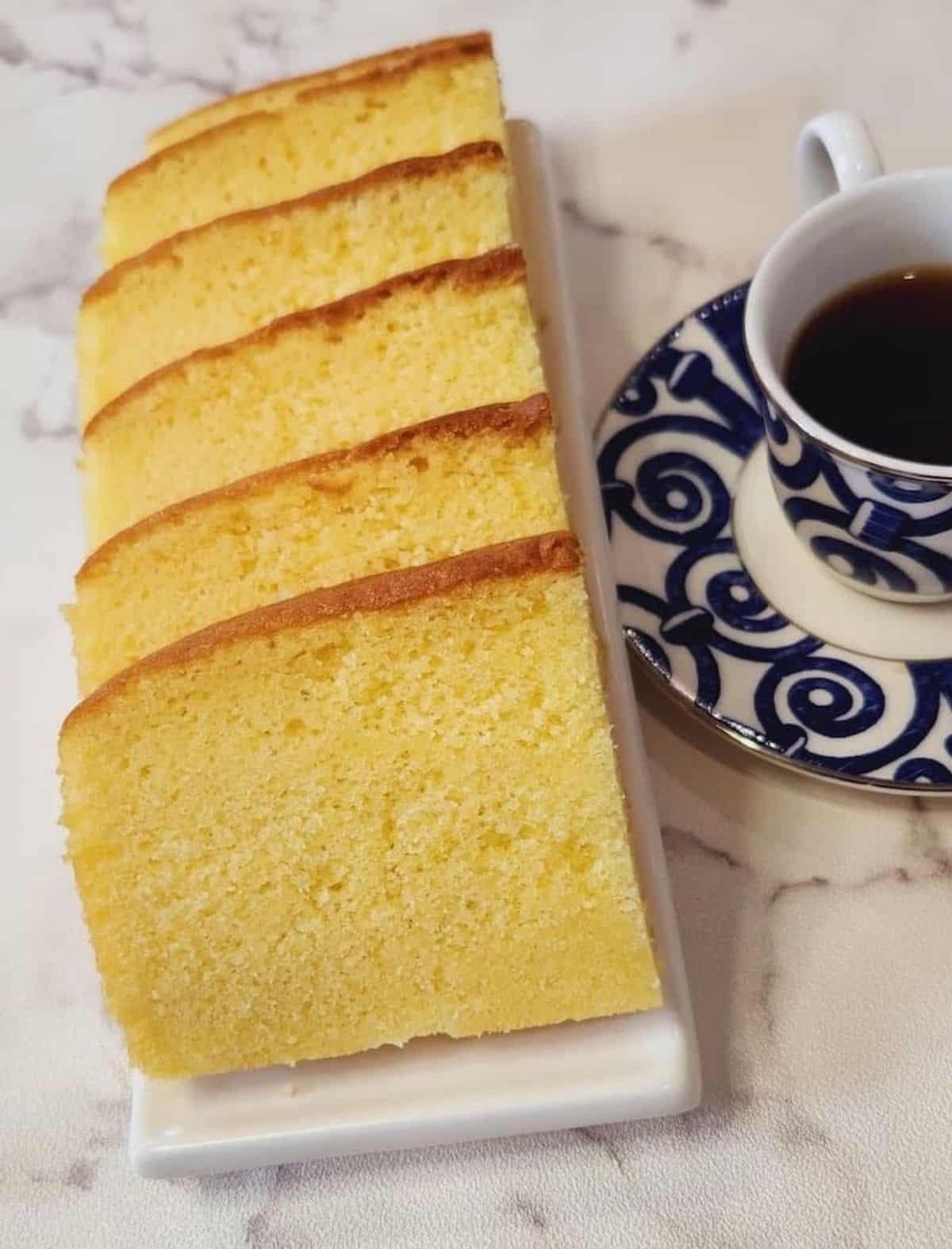 slices of butter cake on a plate