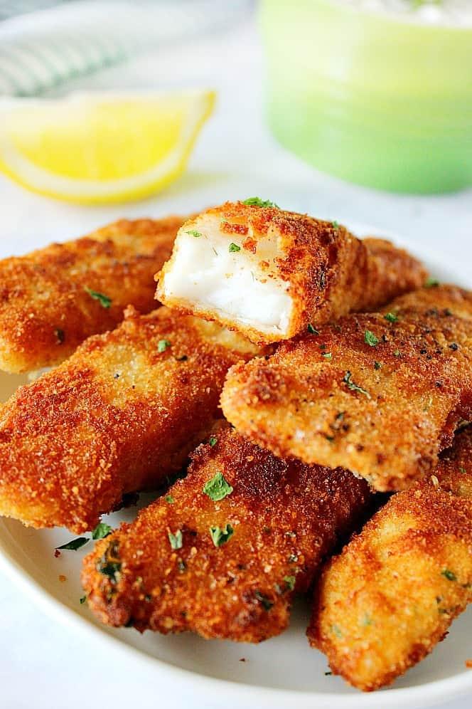 Close up of the fish sticks ingredients