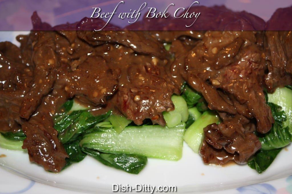 Close-up shot of a delicious beef and bok choy stir-fry