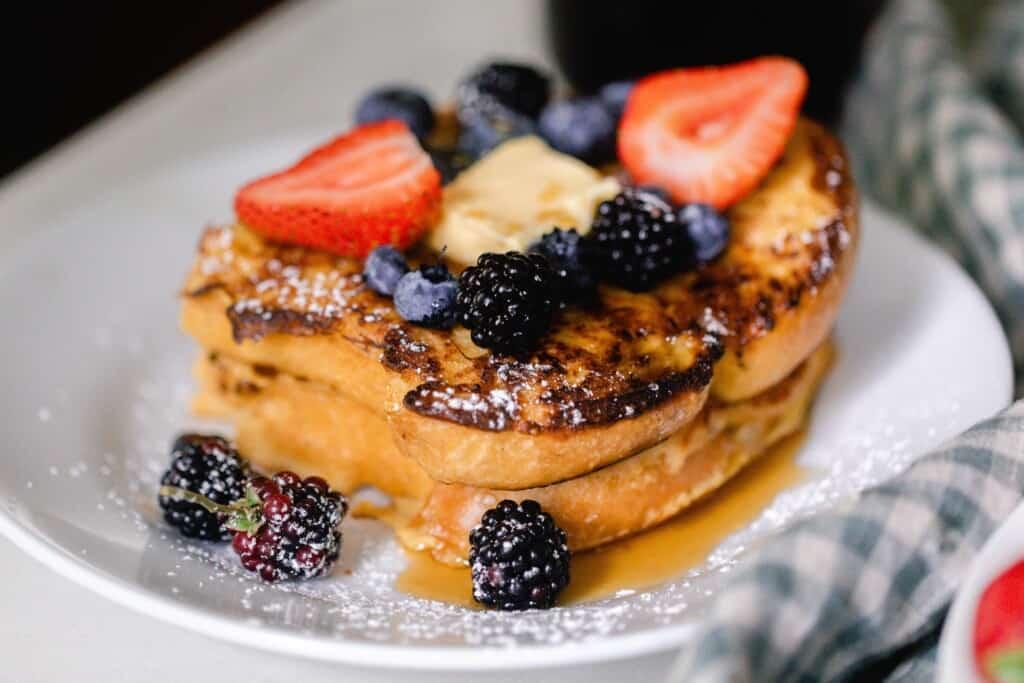 Close up shot of delicious sourdough French toast
