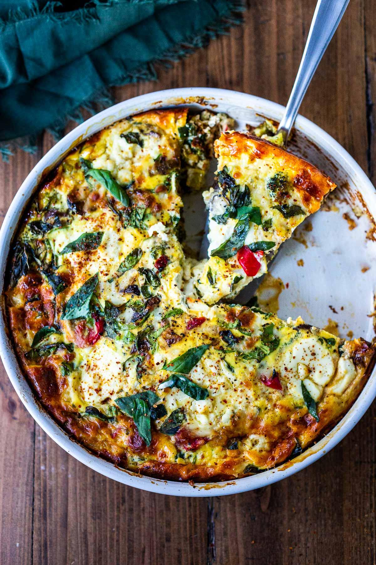Frittata with various colorful vegetables